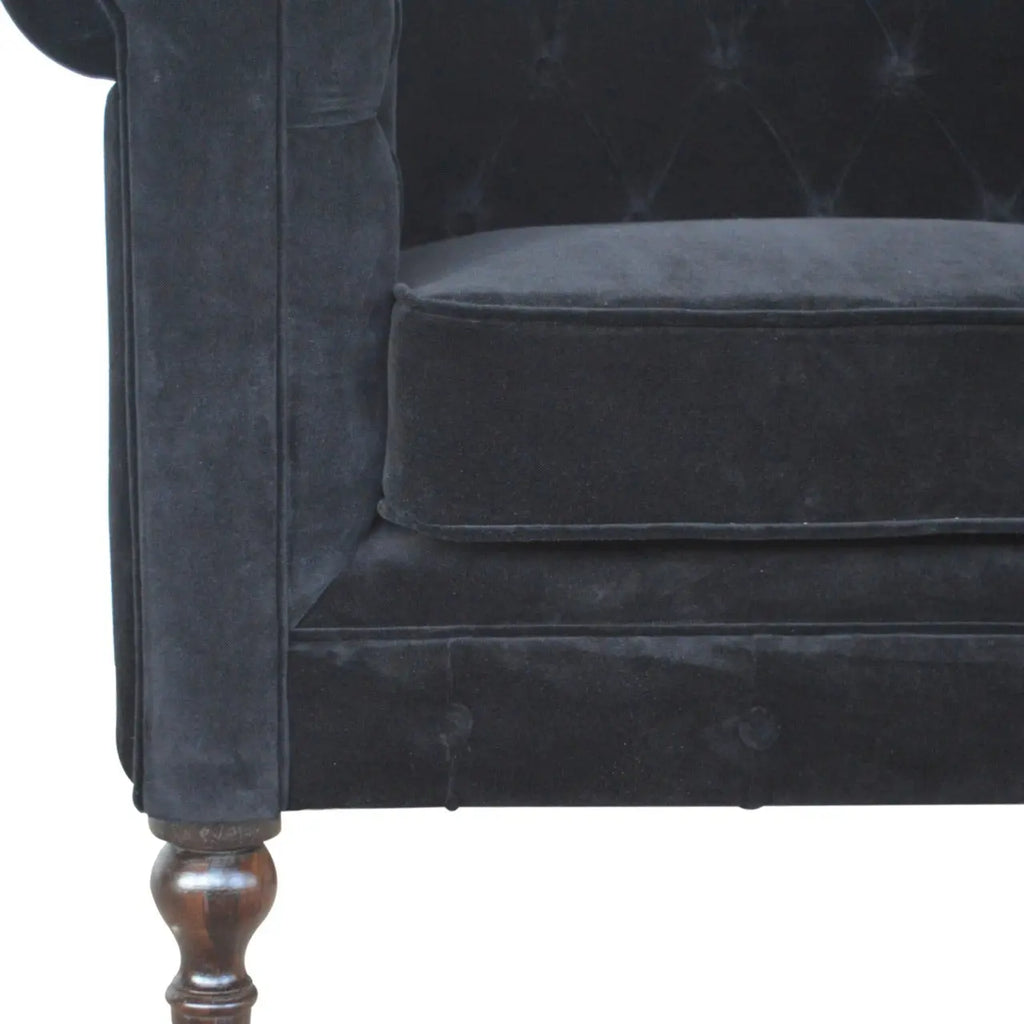 Black Velvet Chesterfield Sofa - Avivra