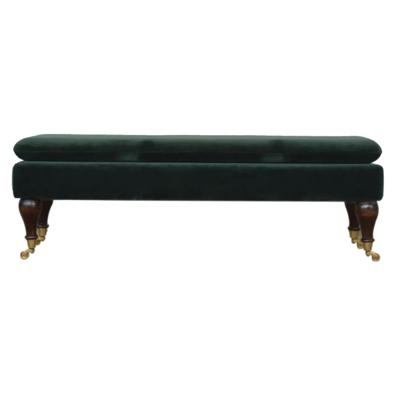 emerald velvet castor bench upholstered seating