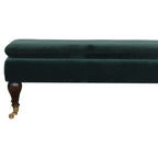 Emerald Velvet Castor Bench | Upholstered Cotton Velvet - Avivra