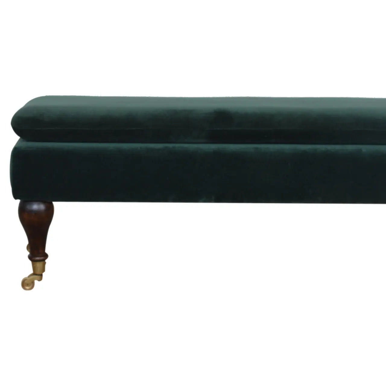 Emerald Velvet Castor Bench | Upholstered Cotton Velvet - Avivra