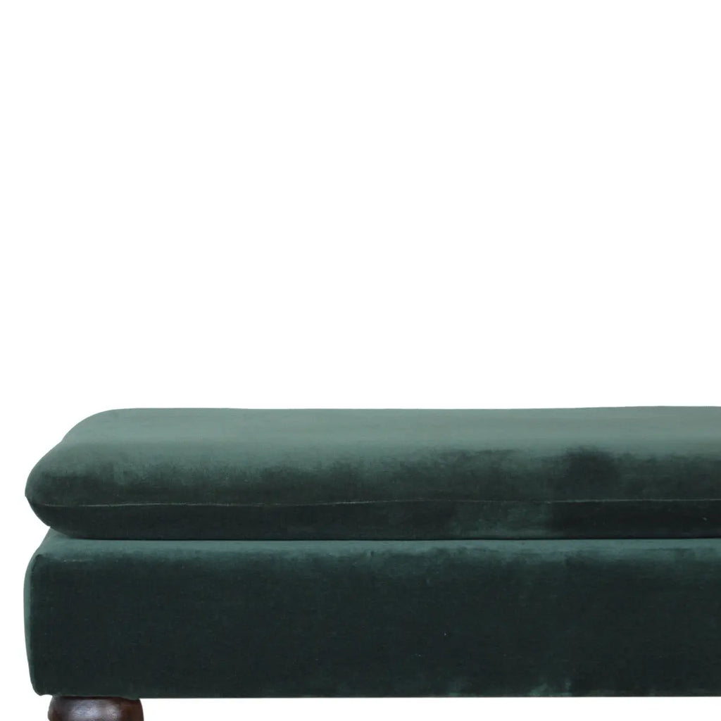Emerald Velvet Castor Bench | Upholstered Cotton Velvet - Avivra