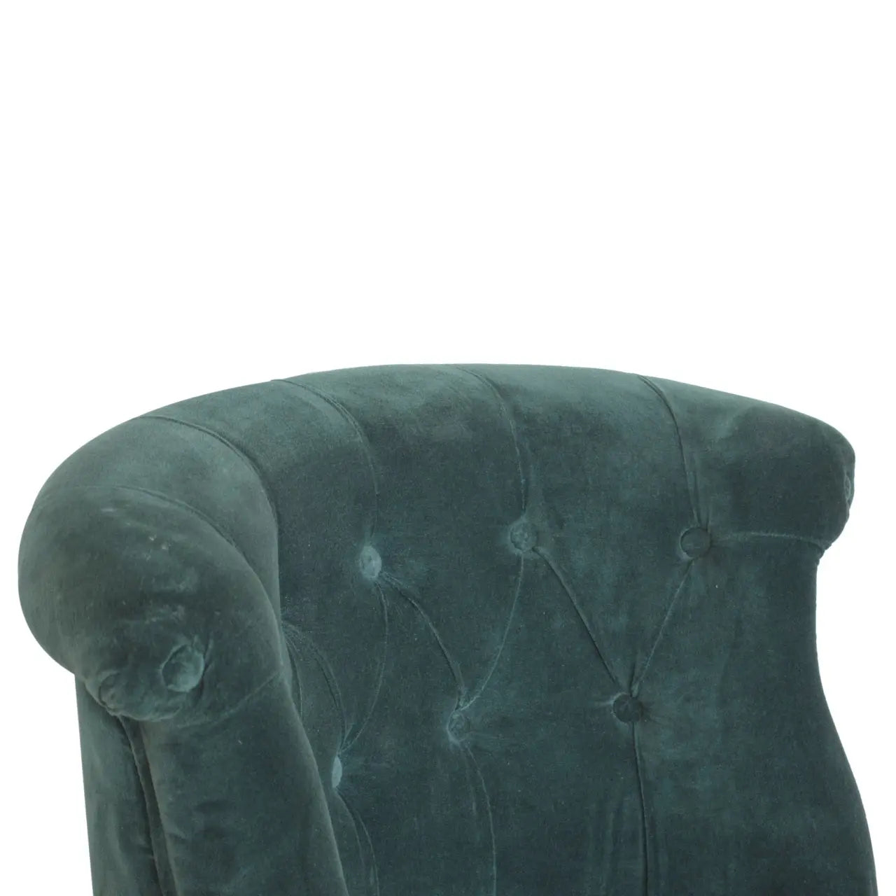 Emerald Velvet Accent Chair – Hand-Carved Solid Mango Wood - Avivra