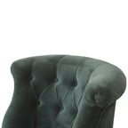 Emerald Velvet Accent Chair – Hand-Carved Solid Mango Wood - Avivra