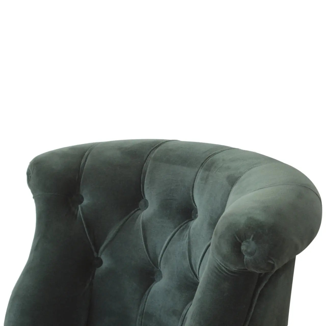 Emerald Velvet Accent Chair – Hand-Carved Solid Mango Wood - Avivra
