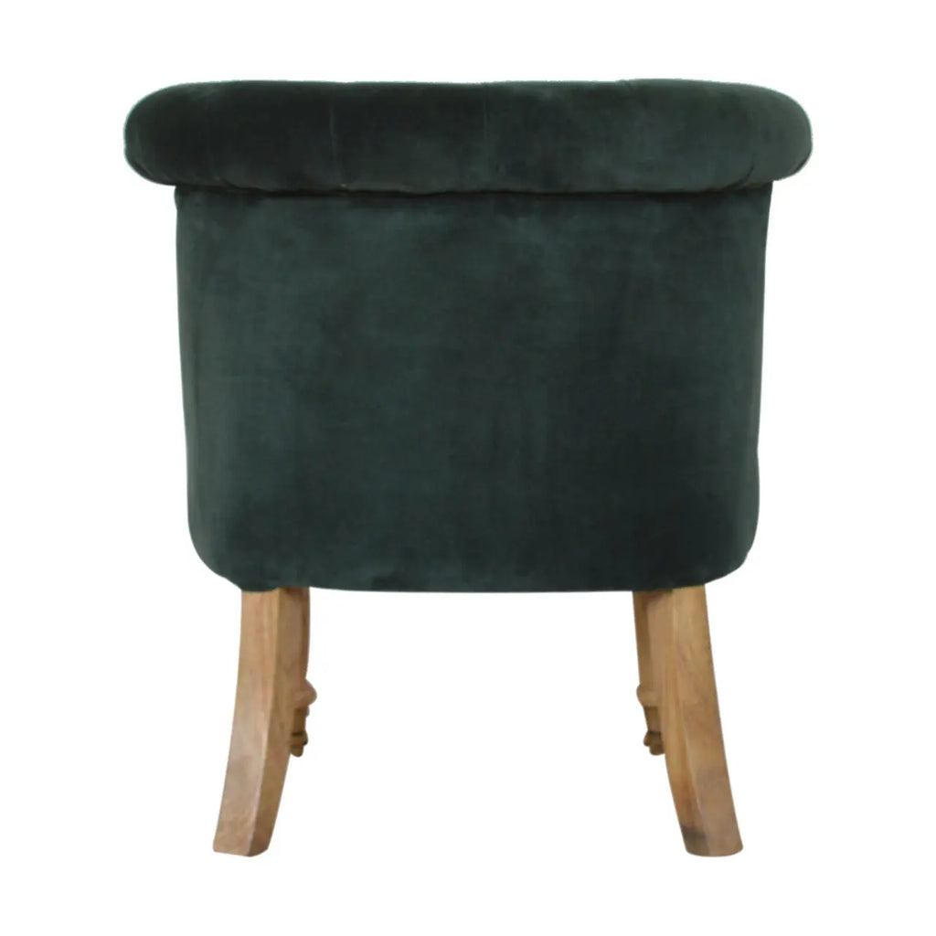 Emerald Velvet Accent Chair – Hand-Carved Solid Mango Wood - Avivra