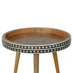 Bone Inlay Tripod End Table – Oak-ish Finish - Avivra