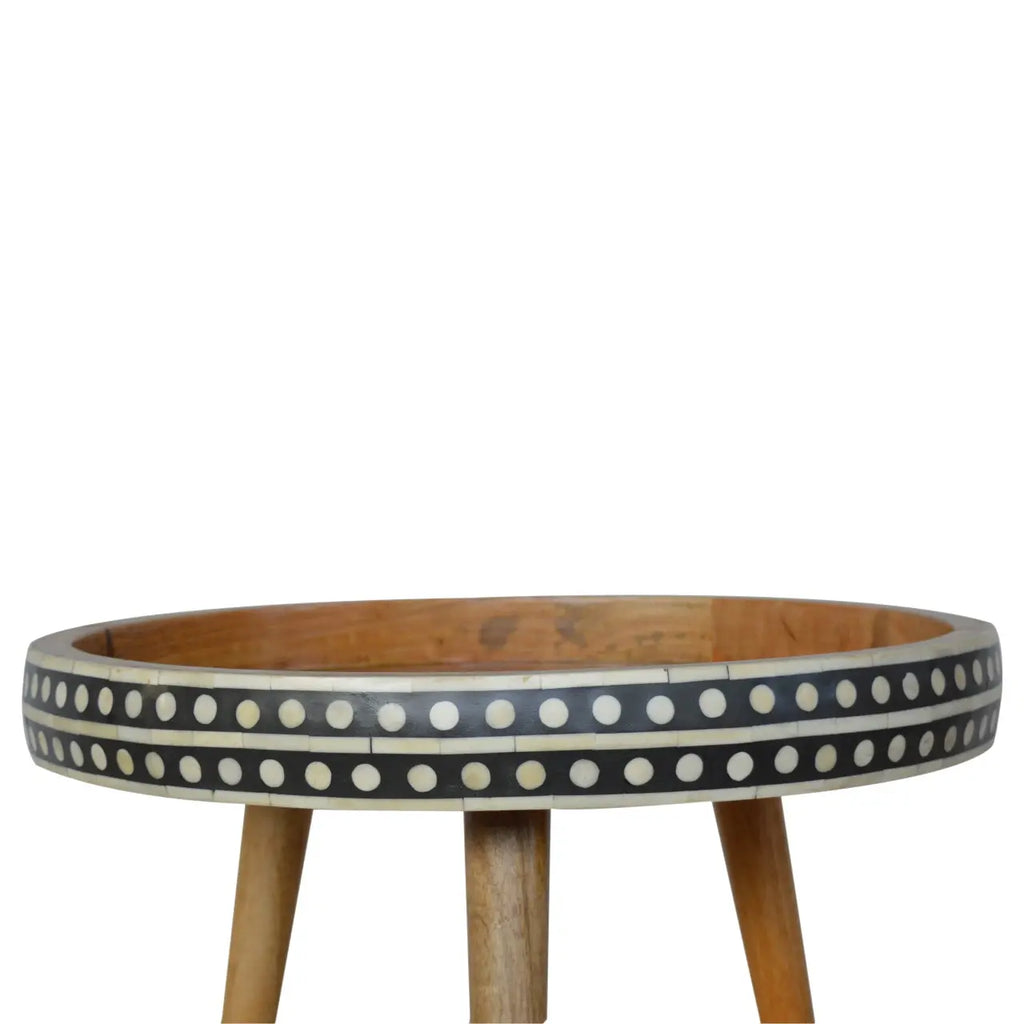 Bone Inlay Tripod End Table – Oak-ish Finish - Avivra