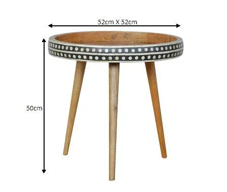 Bone Inlay Tripod End Table – Oak-ish Finish - Avivra