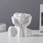 Nordic Ceramic Body Art Vase – Minimalist White Sculpture Home Decor