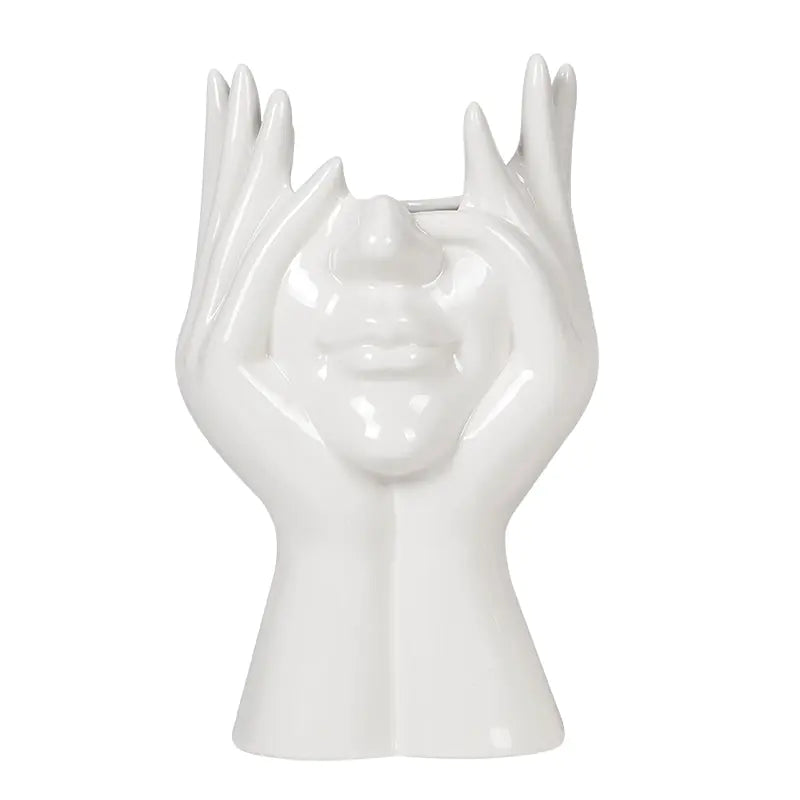 Nordic Ceramic Body Art Vase – Minimalist White Sculpture Home Decor