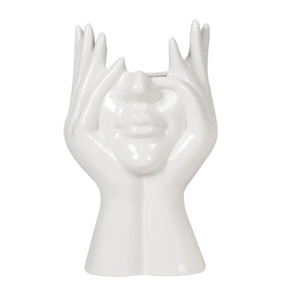 Nordic Ceramic Body Art Vase – Minimalist White Sculpture Home Decor