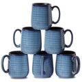 Set of 6 navy blue 12oz ceramic mugs