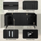 Black 4-Door Sideboard Storage Cabinet with Gantry