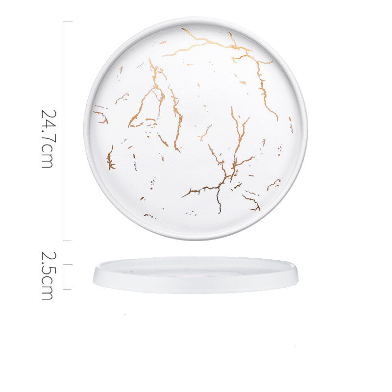 Marble Pattern Ceramic Dinner Plate – Modern Luxury Tableware
