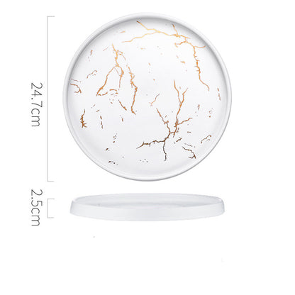 Marble Pattern Ceramic Dinner Plate – Modern Luxury Tableware