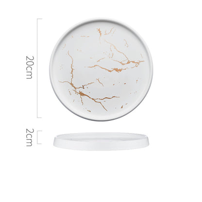 Marble Pattern Ceramic Dinner Plate – Modern Luxury Tableware