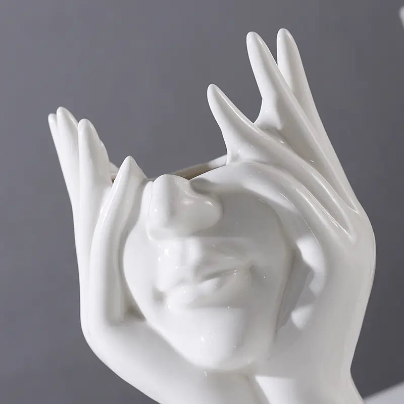 Nordic Ceramic Body Art Vase – Minimalist White Sculpture Home Decor
