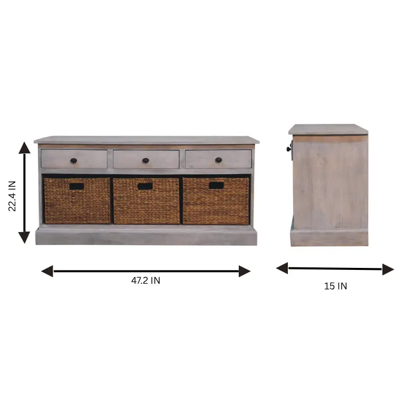 Acid Wash Basket Storage Cabinet | Wicker Storage - Avivra