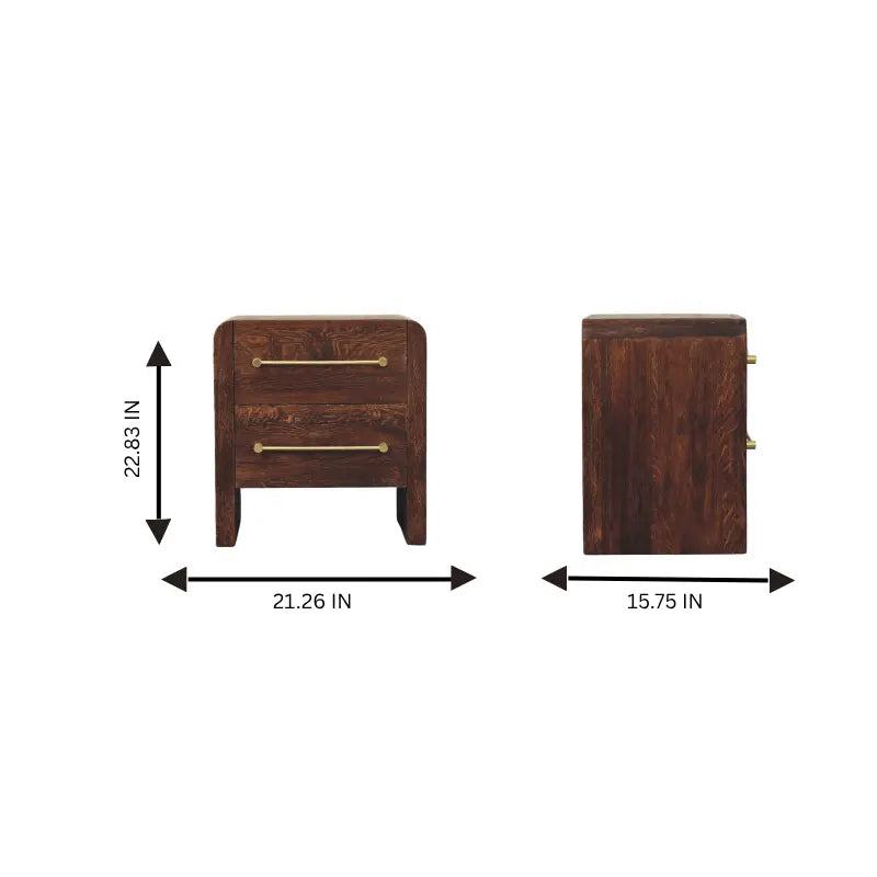 Copenhagen 2-Drawer Nightstand in Smoked Oak Avivra