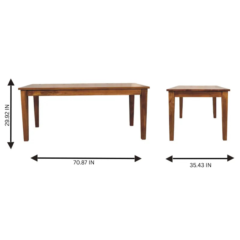 Classic Golden Teak Solid Wood Dining Table Avivra