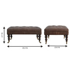 Buffalo Brown Leather Ottoman With Castor Legs Avivra