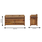 Oakish Storage Bench with Brown Leather Seat Avivra