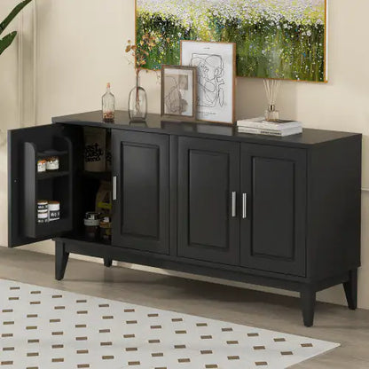 Black 4-Door Sideboard Storage Cabinet with Gantry
