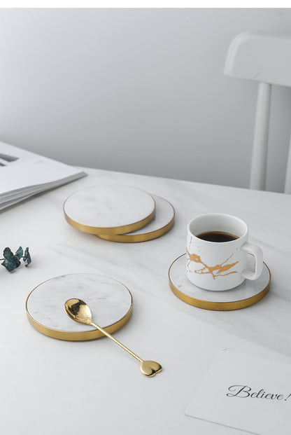 Nordic Style Natural Marble Coaster – White