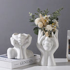 Nordic Ceramic Body Art Vase – Minimalist White Sculpture Home Decor