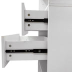 Close-up of a white wooden shelf with black metal brackets on a white background