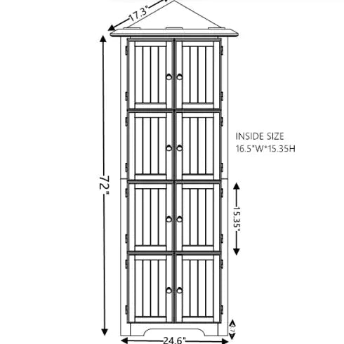 72" 4-Tier Corner Kitchen Pantry Cabinet – Tall Storage with 8 Doors & Adjustable Shelves