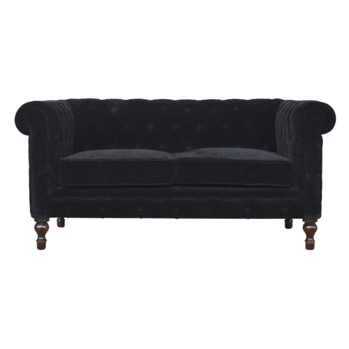 Black Velvet Chesterfield Sofa - Avivra