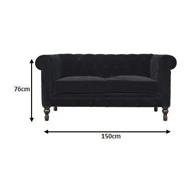 Black Velvet Chesterfield Sofa - Avivra