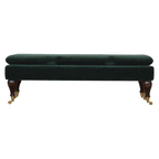 Emerald Velvet Castor Bench | Upholstered Cotton Velvet - Avivra