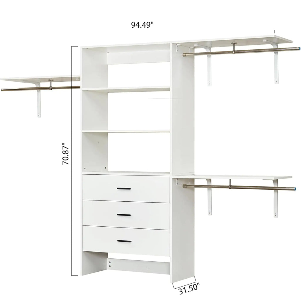 Modern Open Wardrobe Closet System with Drawers