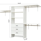 Modern Open Wardrobe Closet System with Drawers