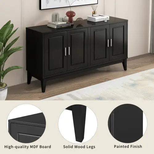 Black 4-Door Sideboard Storage Cabinet with Gantry