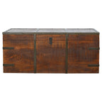 iron storage box with solid mango wood and metal frame