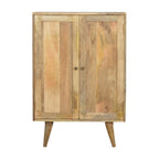 Oak-ish kitchen storage cabinet crafted from solid mango wood with Scandinavian legs