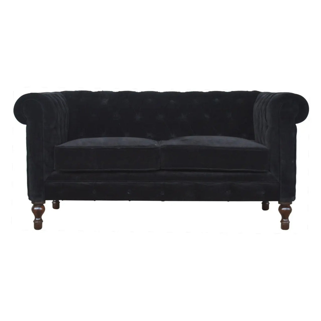 Black Velvet Chesterfield Sofa - Avivra