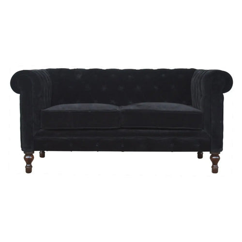 Black Velvet Chesterfield Sofa - Avivra