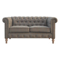 Multi tweed Chesterfield sofa crafted from solid mango wood with natural bleach legs