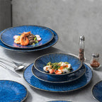 Nordic Blue Ceramic Steak & Dining Tableware Collection
