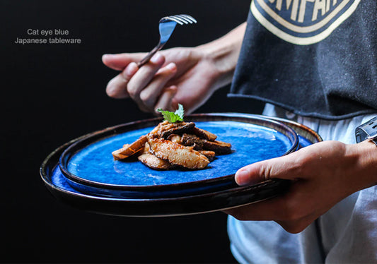 Japanese-Style Hand-Painted Porcelain Dinner Plates – Artisanal Kiln-Change Design in 8.5" & 10.5" Sizes